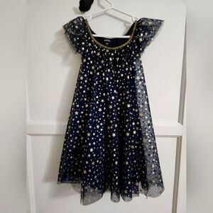 Navy Dress with Gold Star Pattern